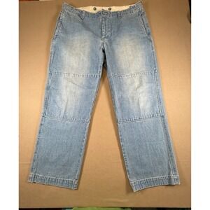 VTG LL Bean Mens Denim Carpenter Pants Blue Size 40x30 Workwear Jeans
